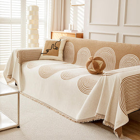 Housse de canapé réversible en chenille à motif géométrique