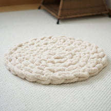 Tapis rond doux en tricot épais fait main pour animaux