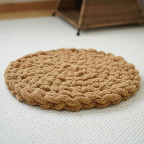 Tapis rond doux en tricot épais fait main pour animaux