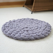 Tapis rond doux en tricot épais fait main pour animaux