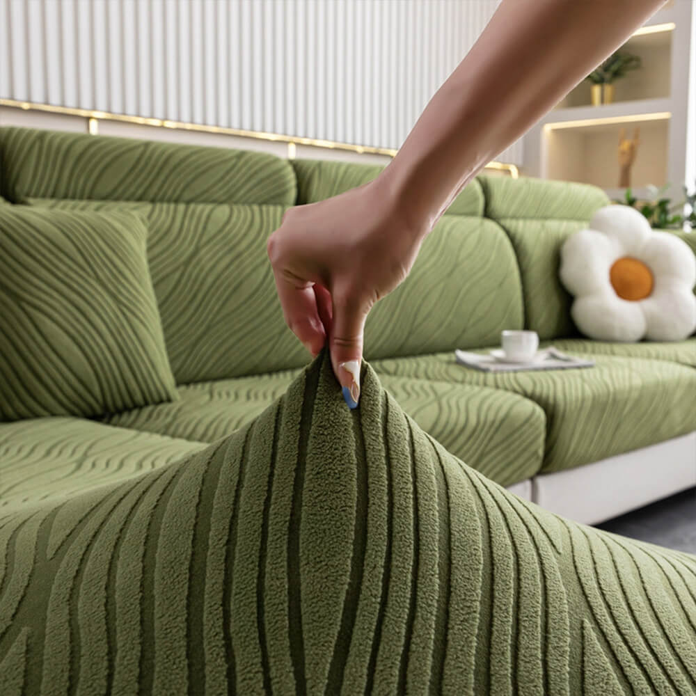Housse de canapé magique intégrale antidérapante en jacquard à rayures