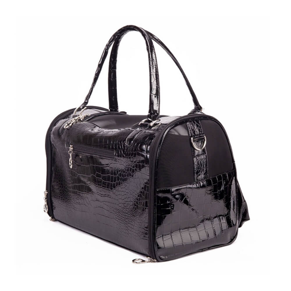 Sac de transport luxe pour chien et chat motif crocodile avec poche intérieure