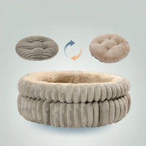 Lit rond minimaliste en fausse fourrure de lapin pour chien et chat en velours doux