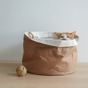 Lit minimaliste pour chat en papier kraft lavable et pliable