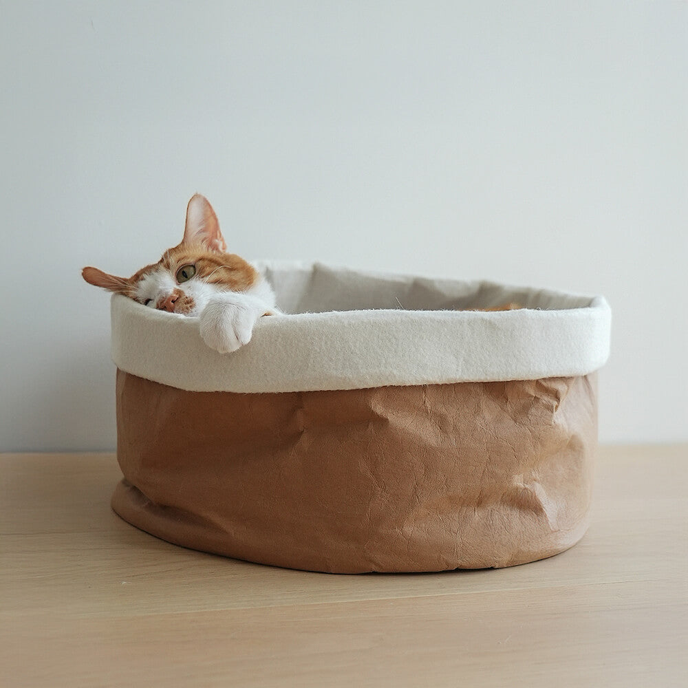 Lit minimaliste pour chat en papier kraft lavable et pliable