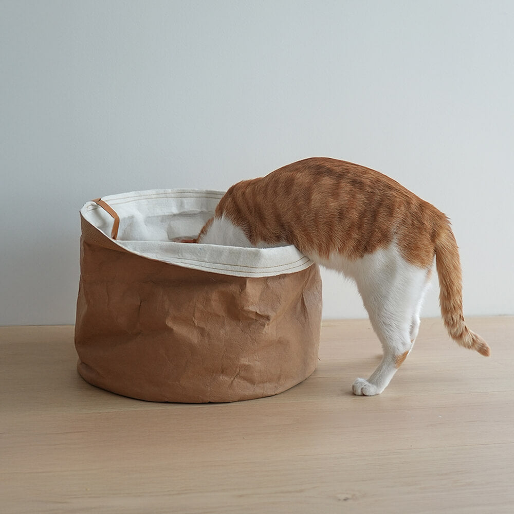 Lit minimaliste pour chat en papier kraft lavable et pliable