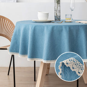 Nappe ronde en lin minimaliste imperméable et anti-taches facile d'entretien