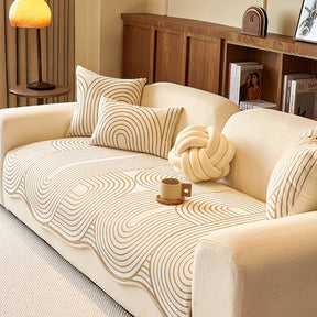 Housse de canapé en chenille à motifs linéaires style moderne forme irrégulière