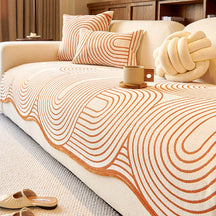 Housse de canapé en chenille à motifs linéaires style moderne forme irrégulière