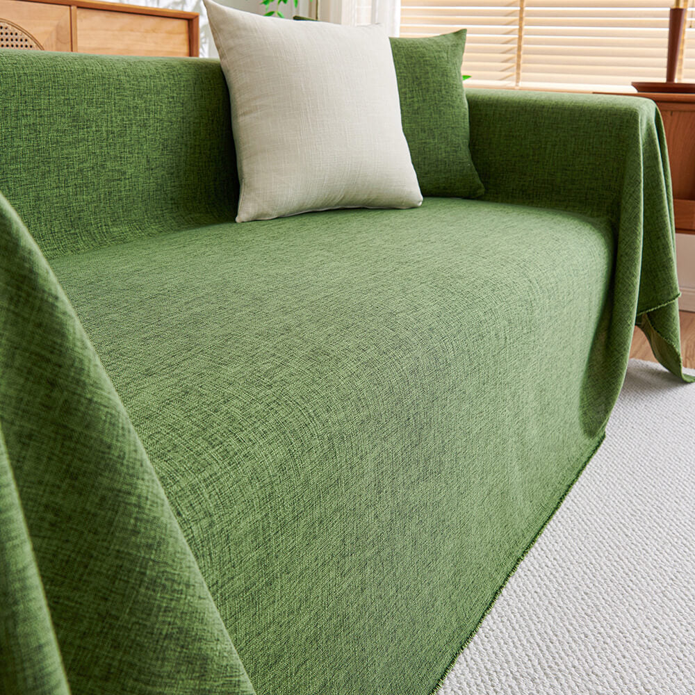 Housse de canapé en lin moderne durable avec franges minimalistes