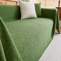 Housse de canapé en lin moderne durable avec franges minimalistes