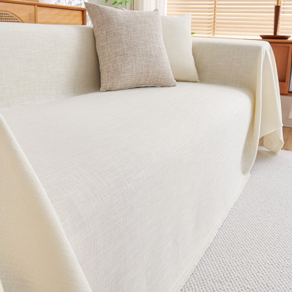 Housse de canapé en lin moderne durable avec franges minimalistes