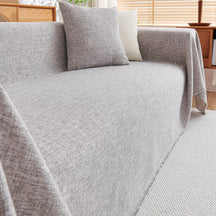 Housse de canapé en lin moderne durable avec franges minimalistes