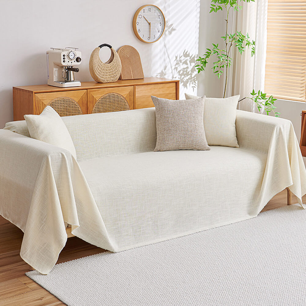 Housse de canapé en lin moderne durable avec franges minimalistes