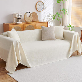 Housse de canapé en lin moderne durable avec franges minimalistes