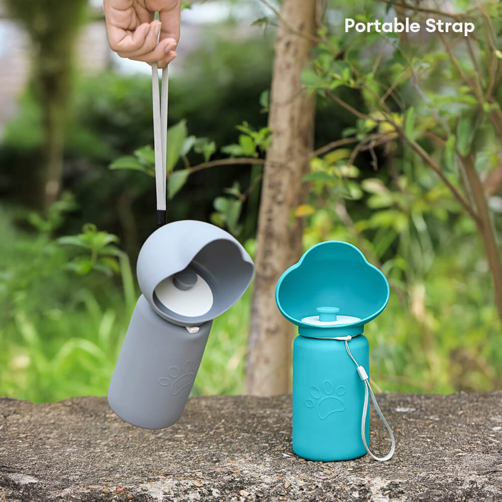 Bouteille d'eau pour animaux en silicone souple pliable et étanche portable pour l'extérieur