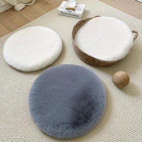 Tapis rond ultra doux en fausse fourrure de lapin pour chien et chat