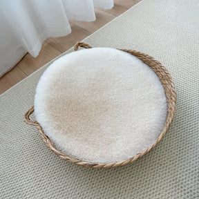 Tapis rond ultra doux en fausse fourrure de lapin pour chien et chat