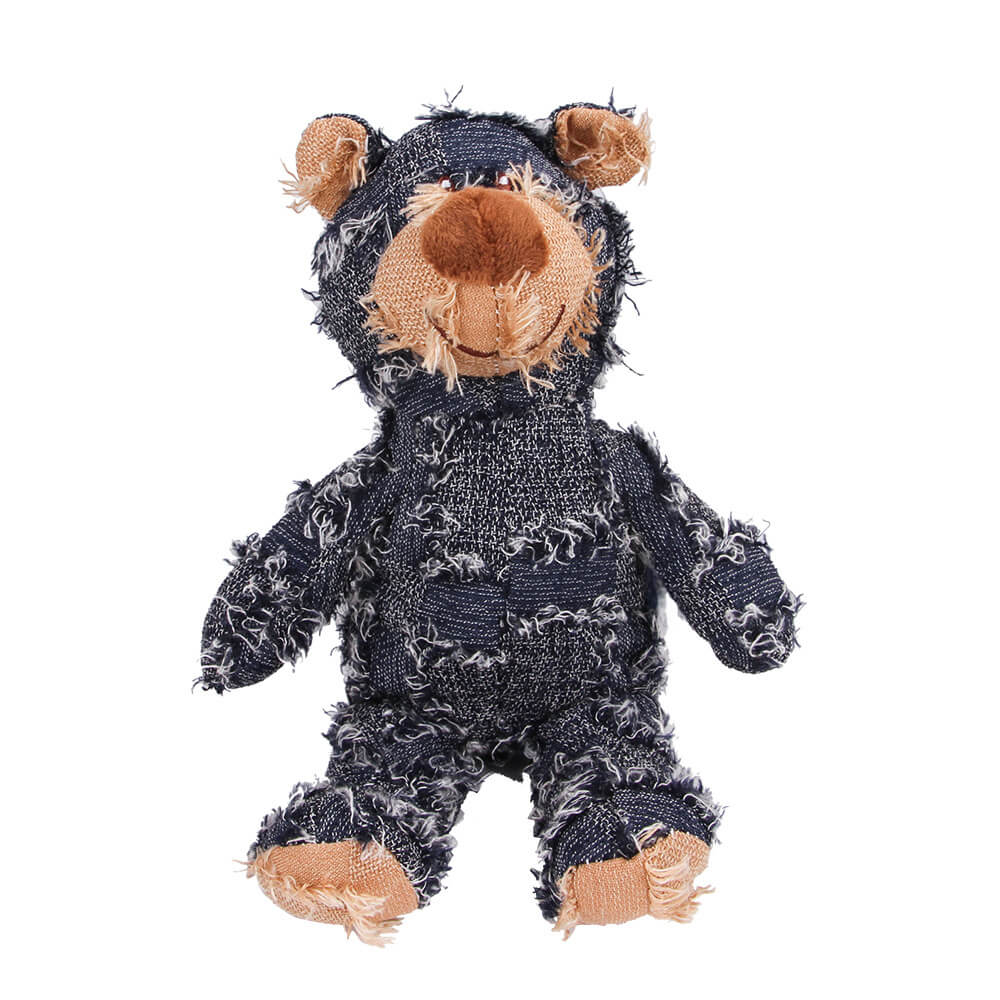 Jouet couineur en peluche durable pour chien à mâcher en denim rustique