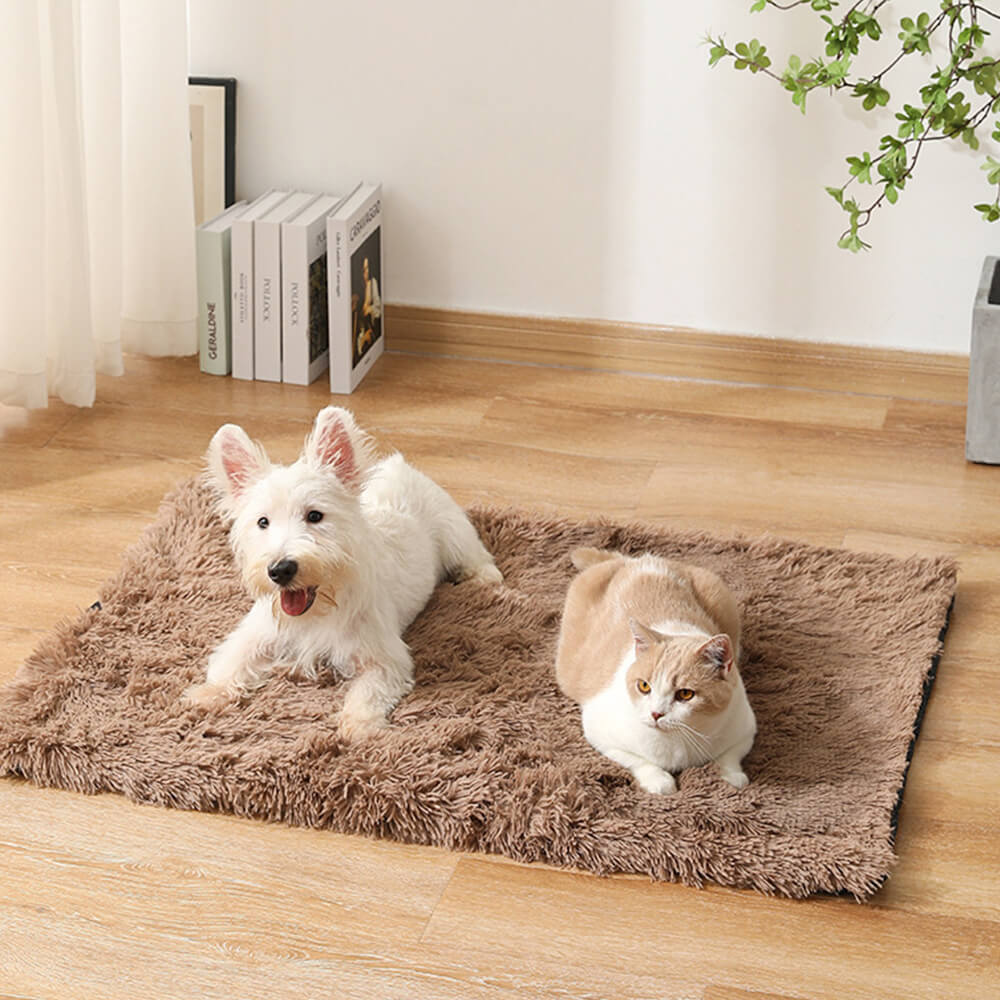 Tapis antidérapant en peluche douce pour chien et chat