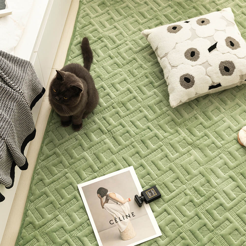 Tapis décoratif en peluche douce et texturée pour la maison