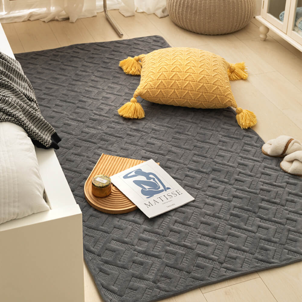 Tapis décoratif en peluche douce et texturée pour la maison