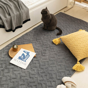 Tapis décoratif en peluche douce et texturée pour la maison