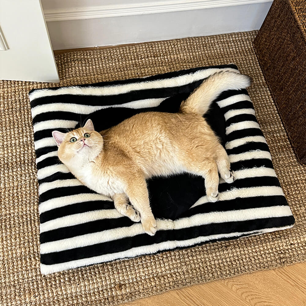 Tapis confortable rayé en forme de cœur pour chien et chat