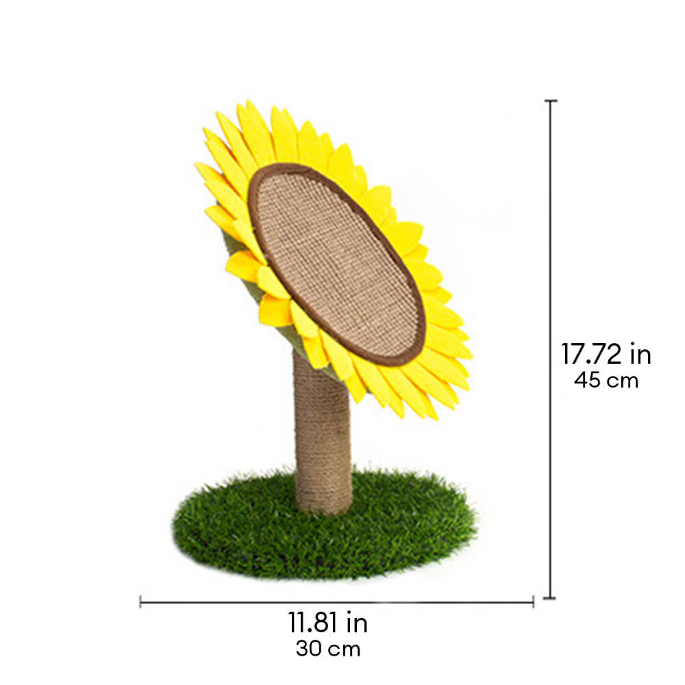 Planche à gratter pour chat en sisal tournesol avec base en herbe stable