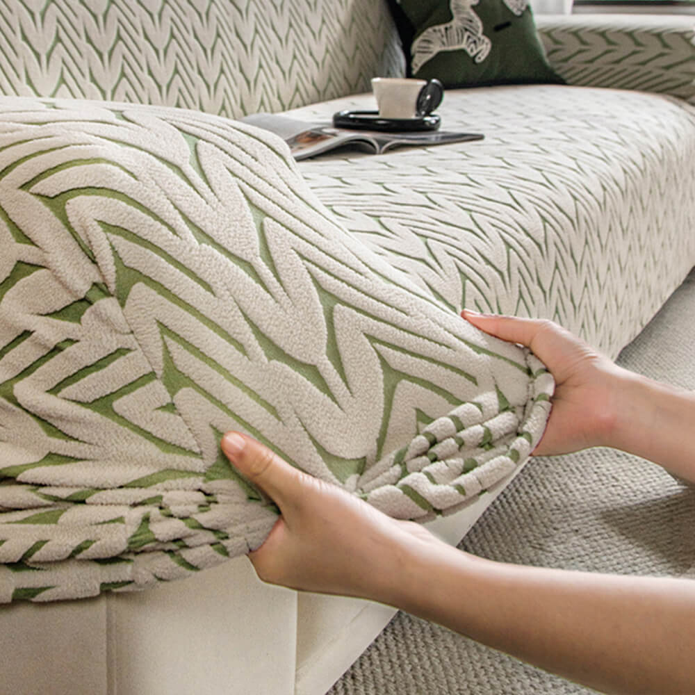 Housse de canapé magique en polaire jacquard avec motif d'épi de blé texturé