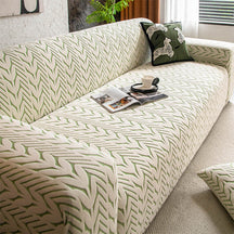 Housse de canapé magique en polaire jacquard avec motif d'épi de blé texturé