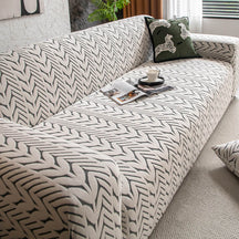 Housse de canapé magique en polaire jacquard avec motif d'épi de blé texturé