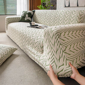 Housse de canapé magique en polaire jacquard avec motif d'épi de blé texturé