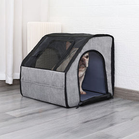 Siège auto et sac de transport pliable pour chien et chat portable et respirant adapté aux voyages