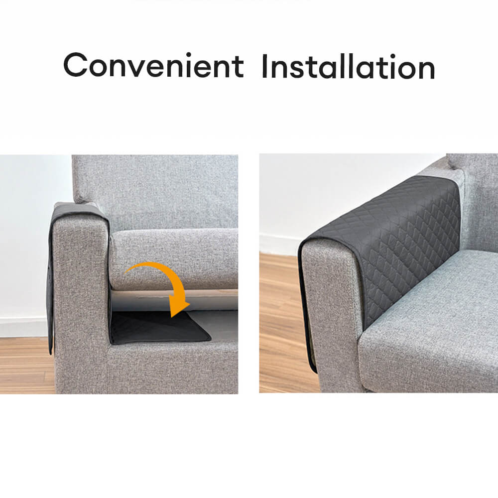 Housse de protection de canapé douce pelucheuse et antidérapante avec coussins repose-bras