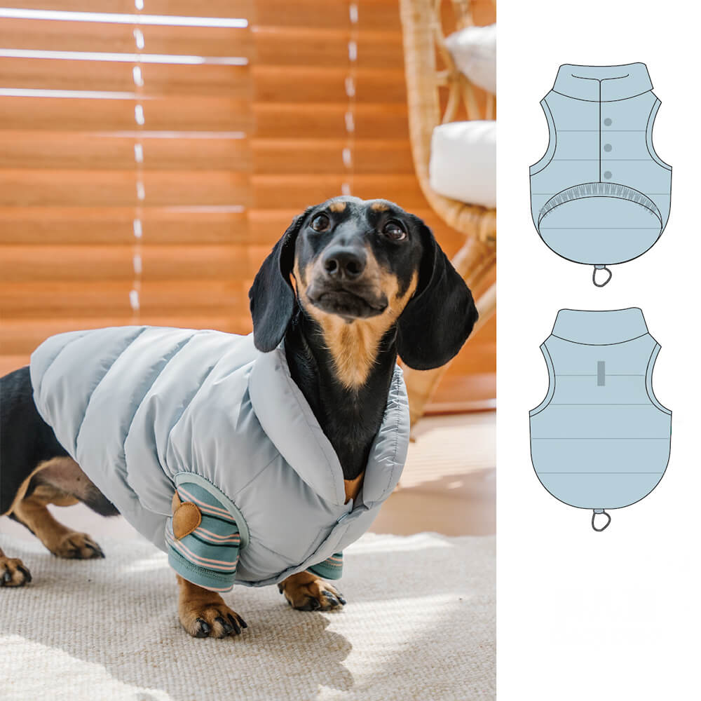 Gilet coupe-vent chaud sans manches pour chien rembourré anti-rides