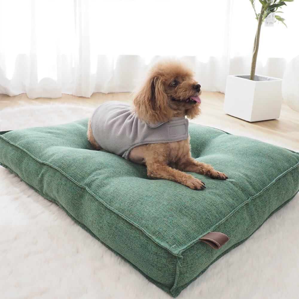 Lit pour chien rectangulaire grand étanche lavable en tissu résistant