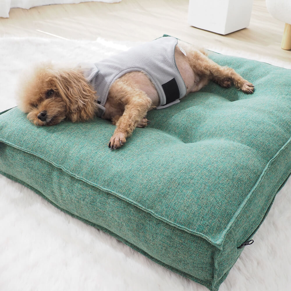 Lit pour chien rectangulaire grand étanche lavable en tissu résistant