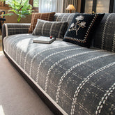 Housse de canapé en chenille jacquard à carreaux élégante toutes saisons