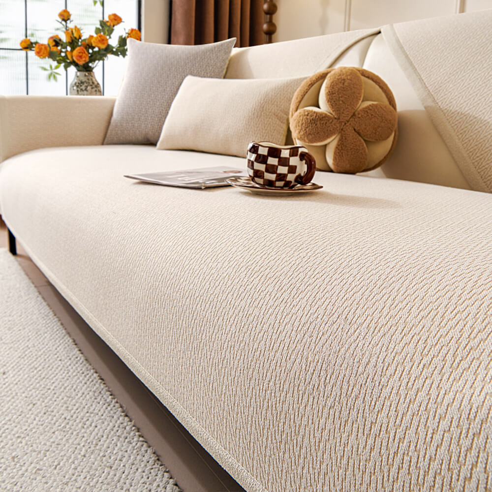 Housse de canapé antidérapante en tissu chenille résistant aux griffes pour intérieur minimaliste