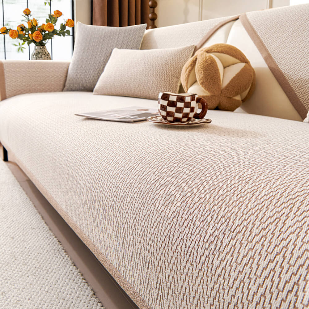 Housse de canapé antidérapante en tissu chenille résistant aux griffes pour intérieur minimaliste