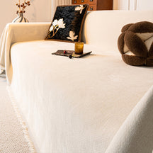 Housse de canapé en chenille motif étoilé pailleté avec franges décoratives