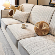 Housse de canapé rétro en chenille extensible design élégant protection complète