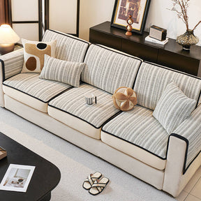 Housse de canapé rétro en chenille extensible design élégant protection complète