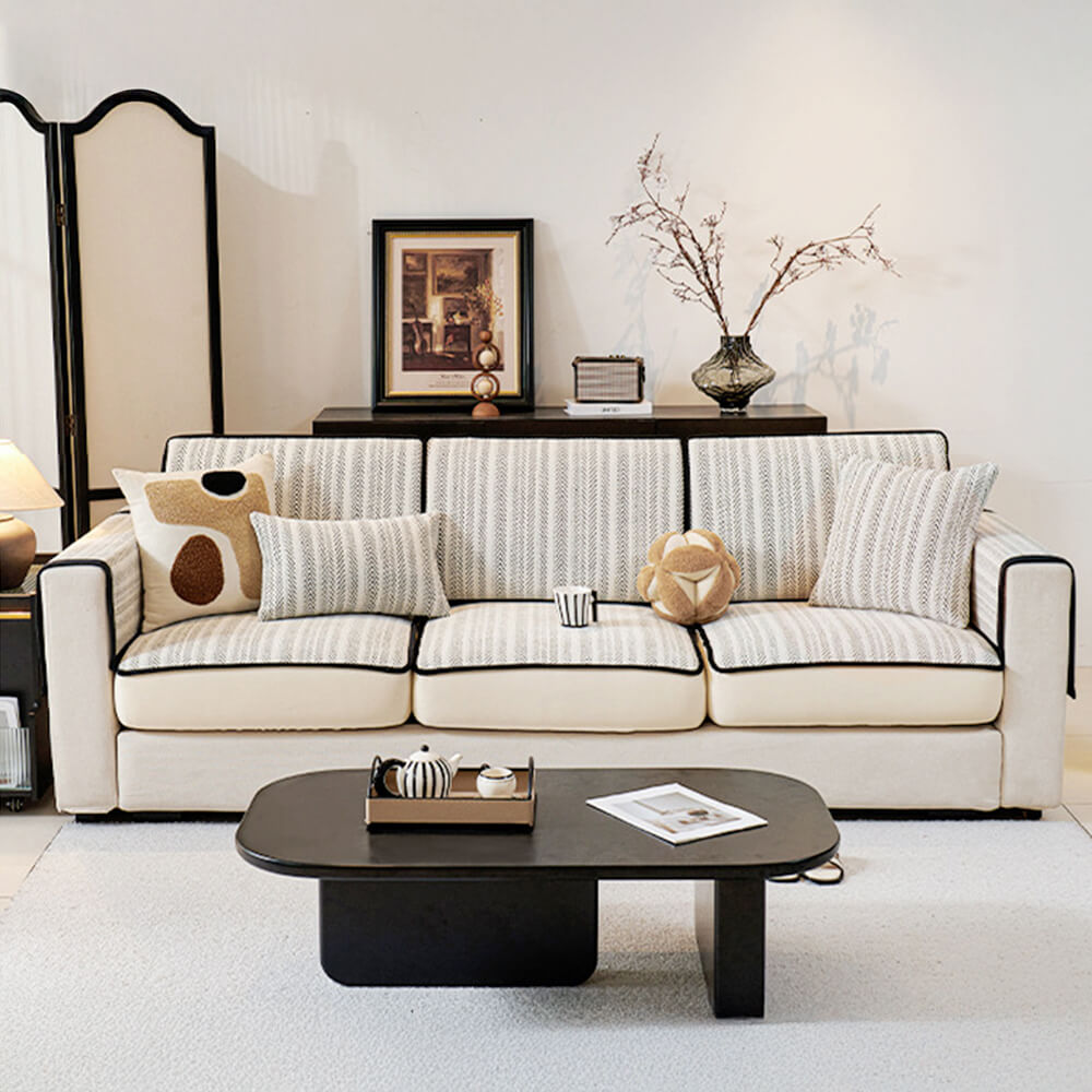 Housse de canapé rétro en chenille extensible design élégant protection complète