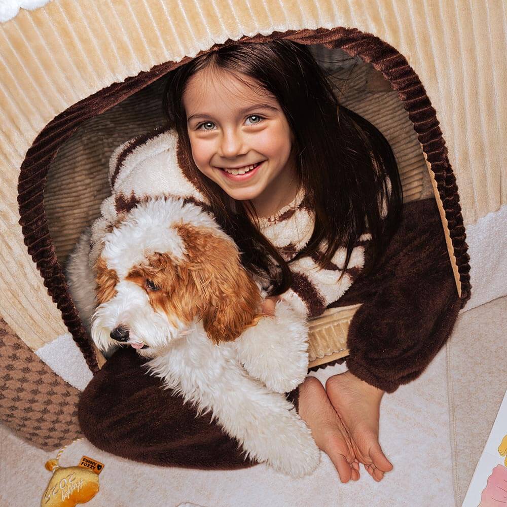Lit tente orthopédique douillet pour chien style château de jeu intérieur pour enfants - Fairytale Dreamland