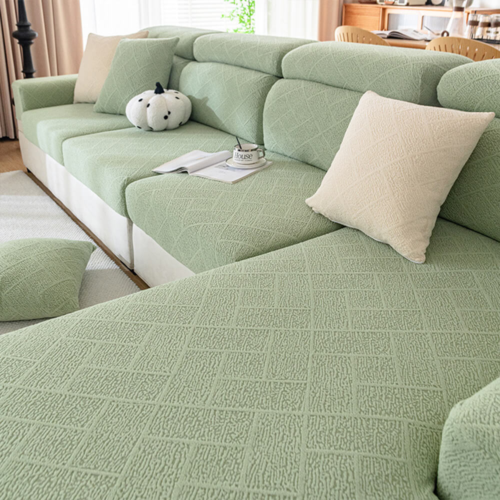 Housse de canapé extensible en velours jacquard à motifs diamants