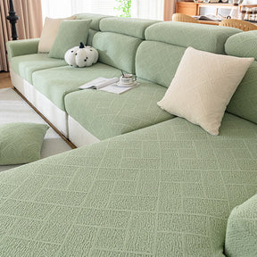 Housse de canapé extensible en velours jacquard à motifs diamants