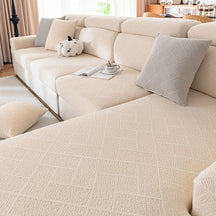Housse de canapé extensible en velours jacquard à motifs diamants