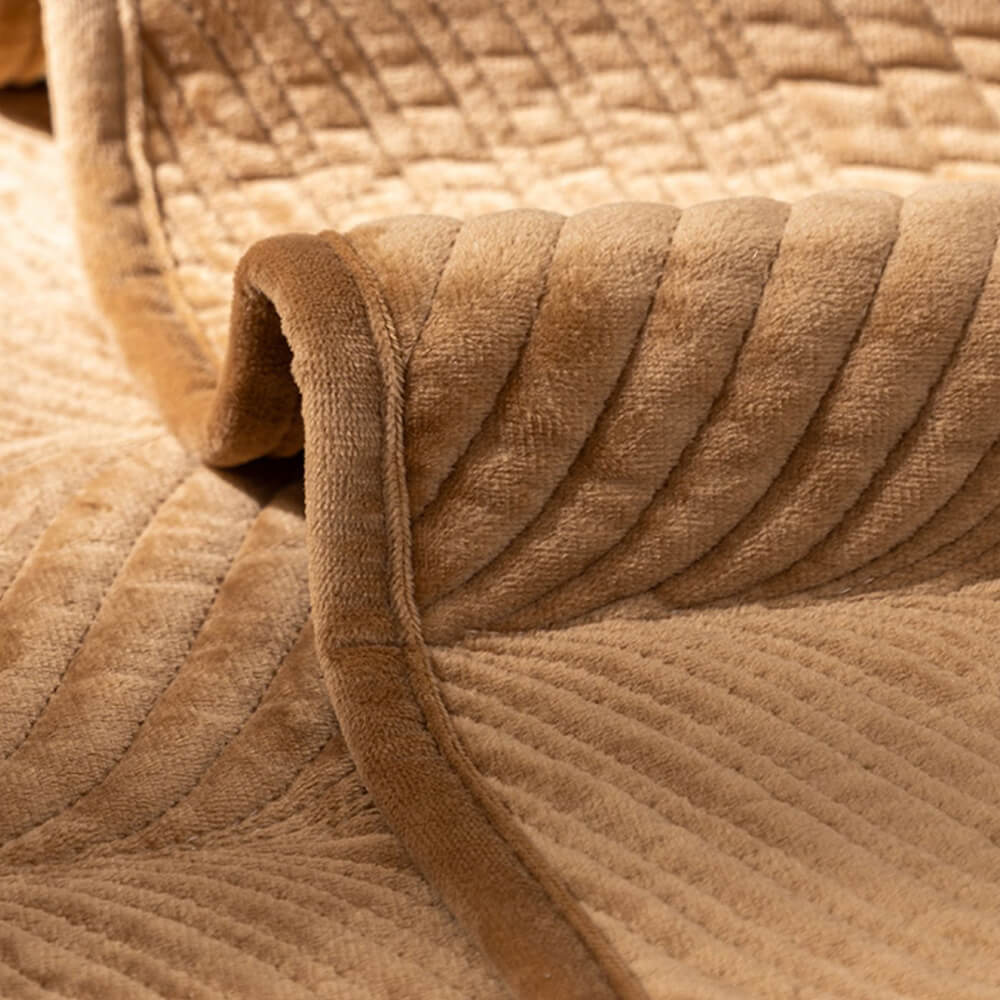 Housse de canapé antidérapante chaude en peluche motif feuilles